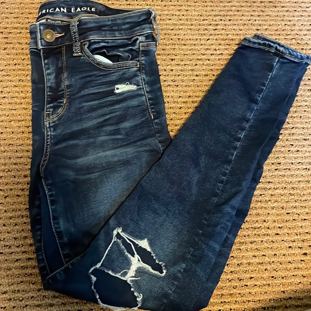 next level stretch dark wash jeans, size 4, american eagle